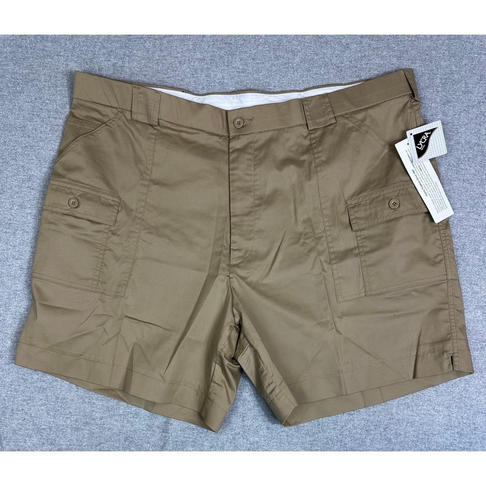 Sportif USA Cargo Shorts Mens 46 8" Tan Khaki Stretch NWT